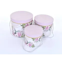 Set of 3 Round Boxes with Roses