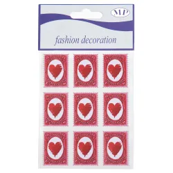 9 Etichette Adesive Heart mm 22x30 Rosso