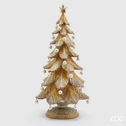 Albero Pino Oro Poly con Perle Cm. 46 EDG