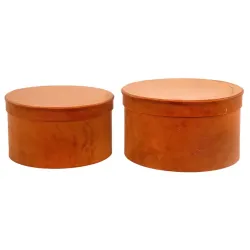 Set of 2 velvet hat boxes in various colors ORANGE