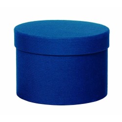 Set of 3 round boxes in blue fabric